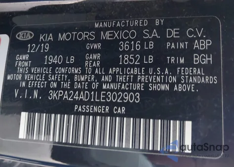 2020 Kia Rio S из США, поврежденный, VIN 3KPA24AD1LE302903